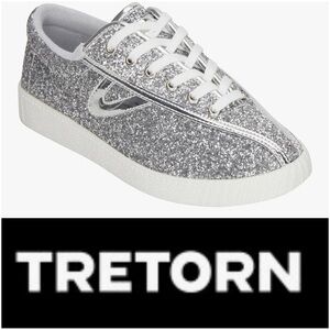 Tretorn Women's Nylite Silver Glitter Sneakers 9